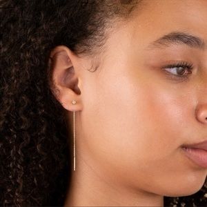 Mejuri White Sapphire Threaders in yellow gold